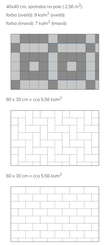 Terasové platne ESTER - vzory uloženia terasových platní