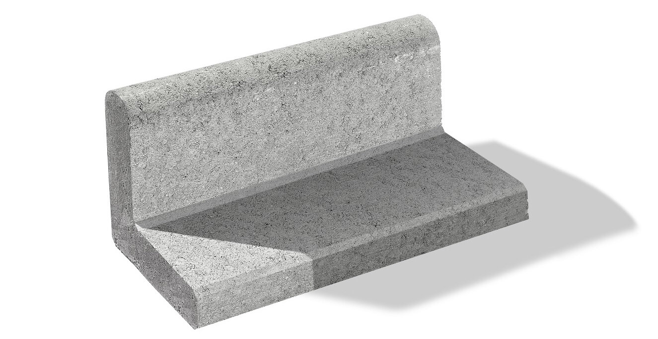 Betónový obrubník L - rozmer 30 x 15 (16,5) x 4 cm