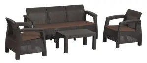 Set terasový BAHAMA, Mocca hnedá, stôl, kreslo 3+1+1