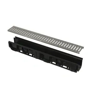 Vonkajší žľab 100 mm s plastovým rámom a pozinkovaným roštom „C" profilu A15 | AVZ102-R102