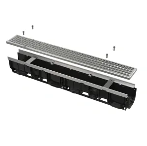 Vonkajší žľab 100 mm s kovovým rámom a pozinkovaným roštom C250 | AVZ103-R104