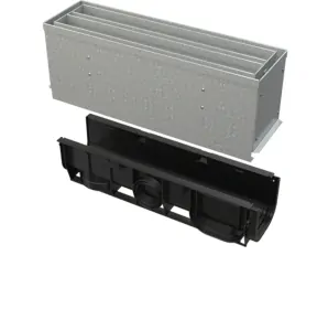 Vonkajší žľab štrbinový so symetrickým revíznym nástavcom 160 mm, pozinkovaná oceľ | AVZ101S-R124R