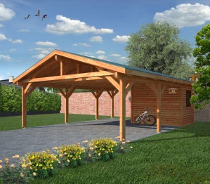 Prístrešok so zadnou prístavbou 520×680 s latovaním