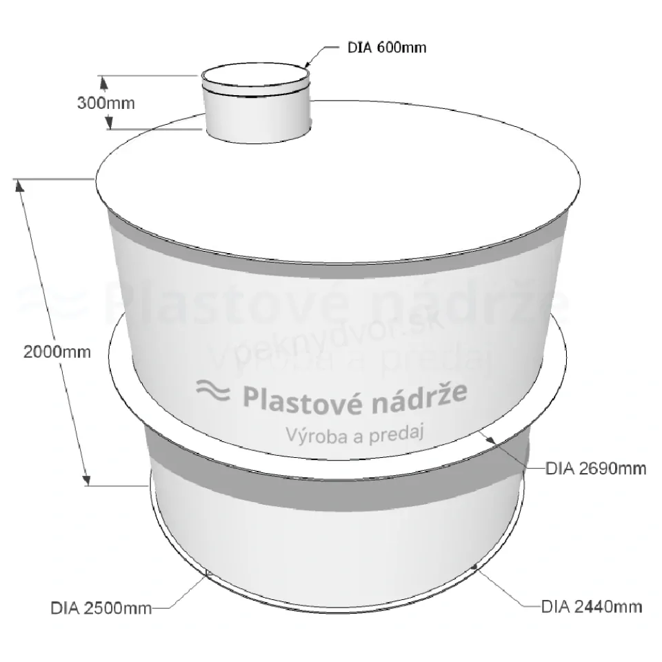 Plastová nádrž na dažďovú vodu | samonosná 9,3 m3