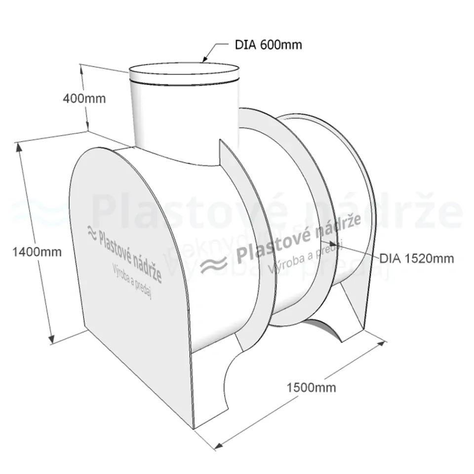 Plastová nádrž na dažďovú vodu | samonosná | ležatá 2 m3