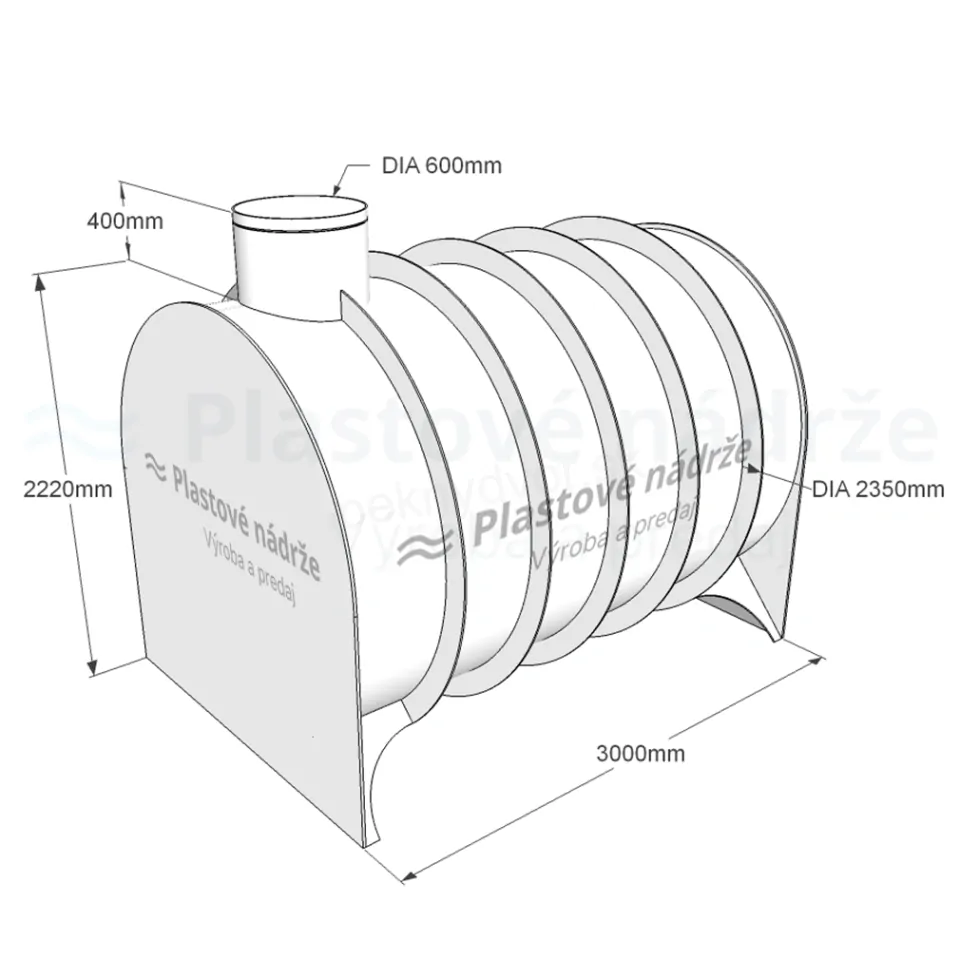 Plastová nádrž na dažďovú vodu | samonosná | ležatá 10,4 m3