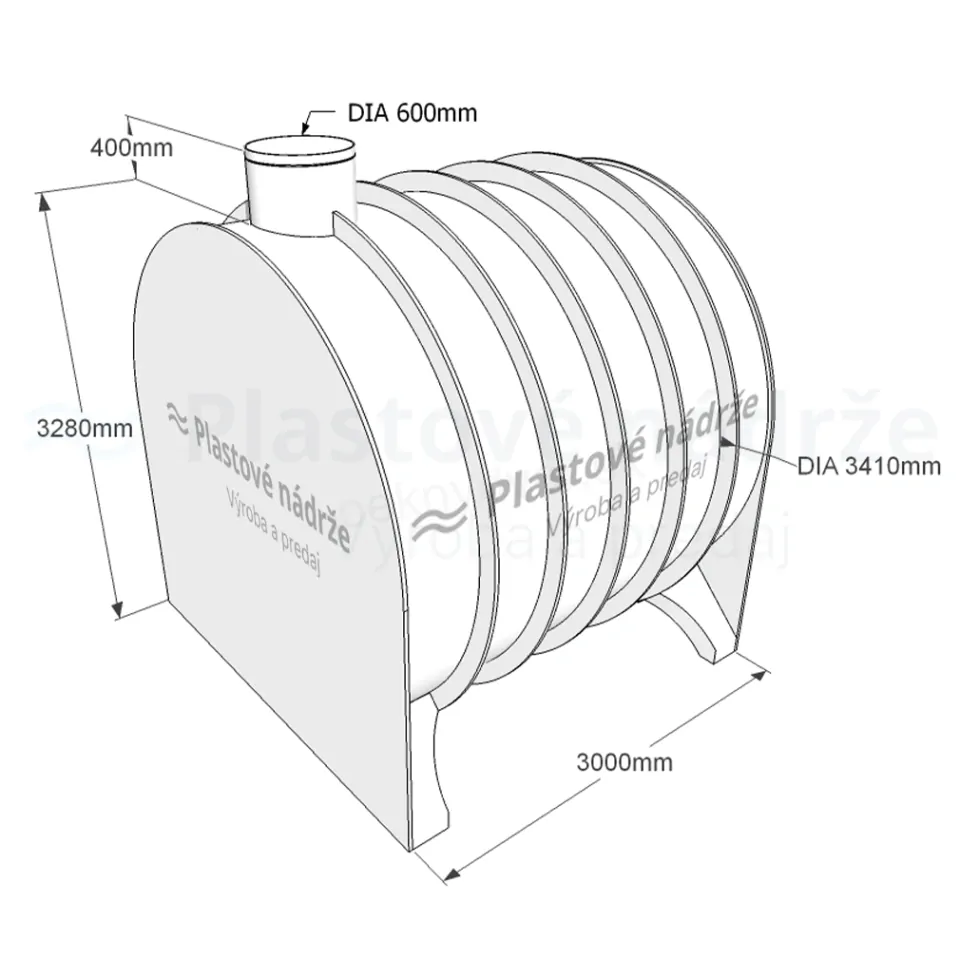Plastová nádrž na dažďovú vodu | samonosná | ležatá 23,5 m3