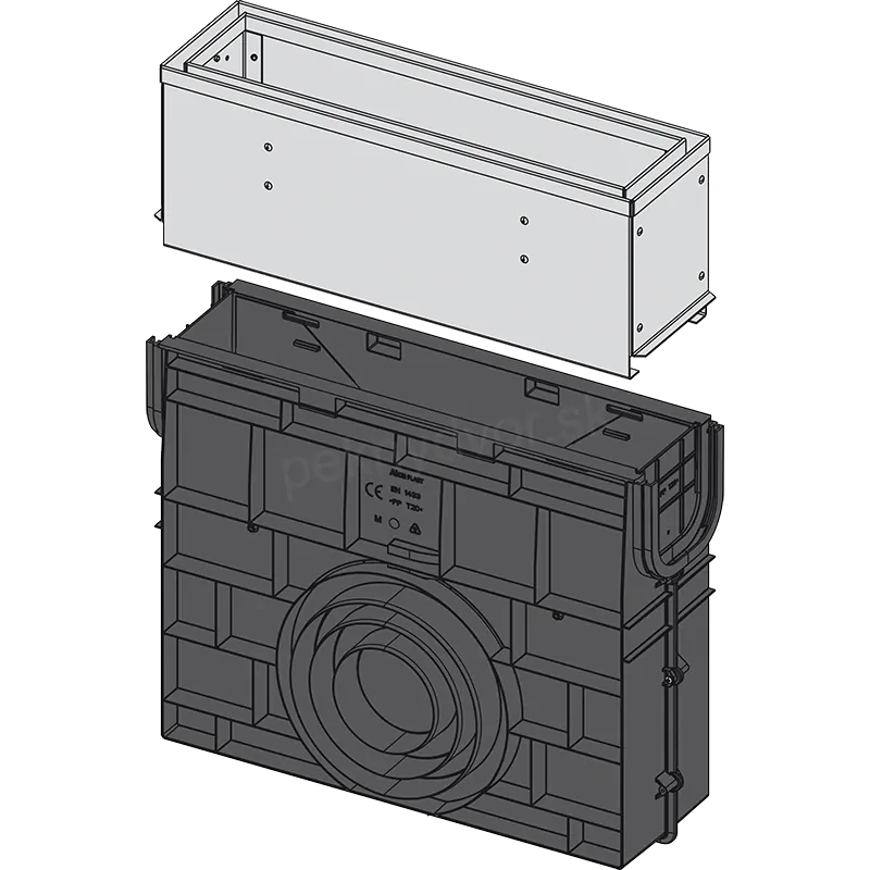 Vonkajšia žľabová vpusť štrbinová s asymetrickým revíznym nástavcom 160 mm, nerez | AVZ101R-R322R
