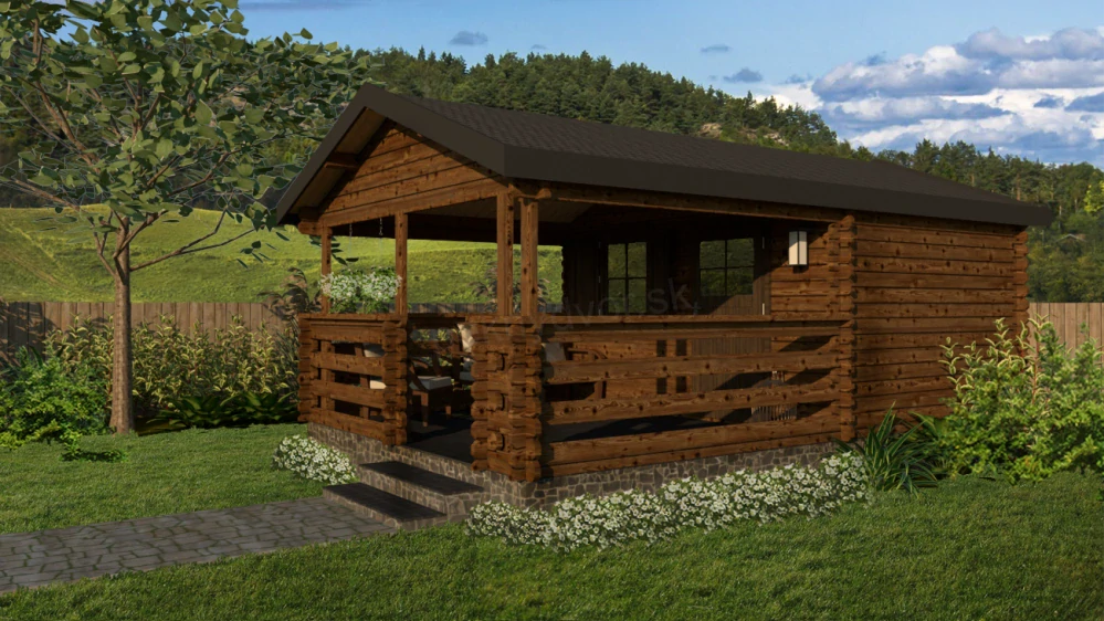 Záhradná chatka typ 950 - 295 x 295 cm + 300 cm terasa