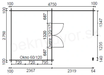 Záhradná chatka typ 108 - 495 x 295 cm