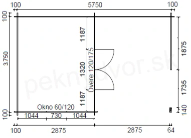 Záhradná chatka typ 108 - 595 x 395 cm