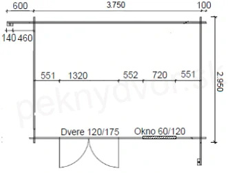 Záhradná chatka typ 970 - 395 x 295 cm 